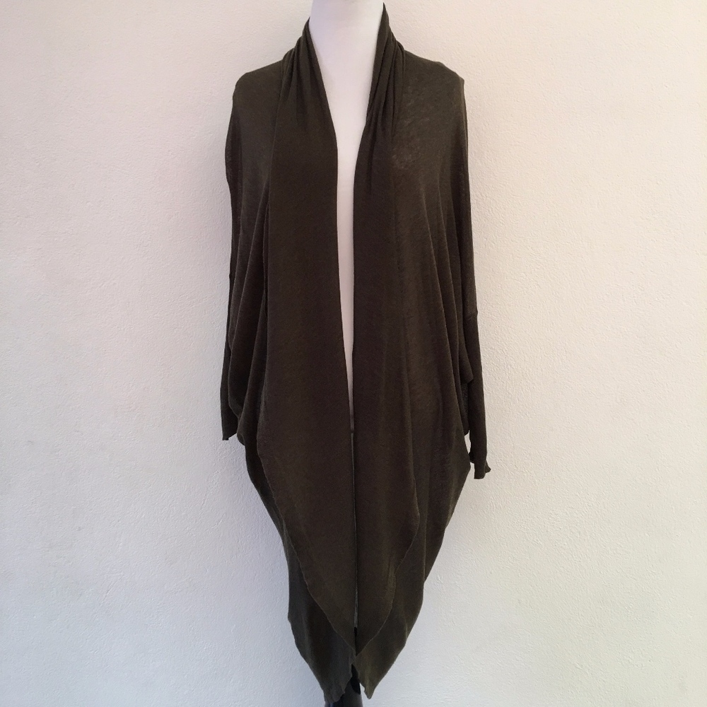 Eileen Fisher Forrest Green Knit Open Cardigan S